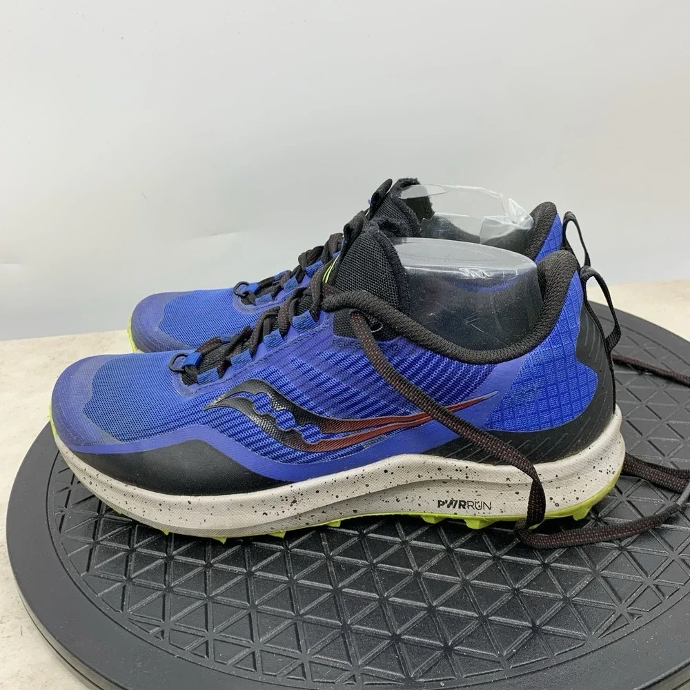 Saucony Peregrine 12 Sneakers Men Size 7.5 Shoes Blue Black Mesh Trail‎ Running